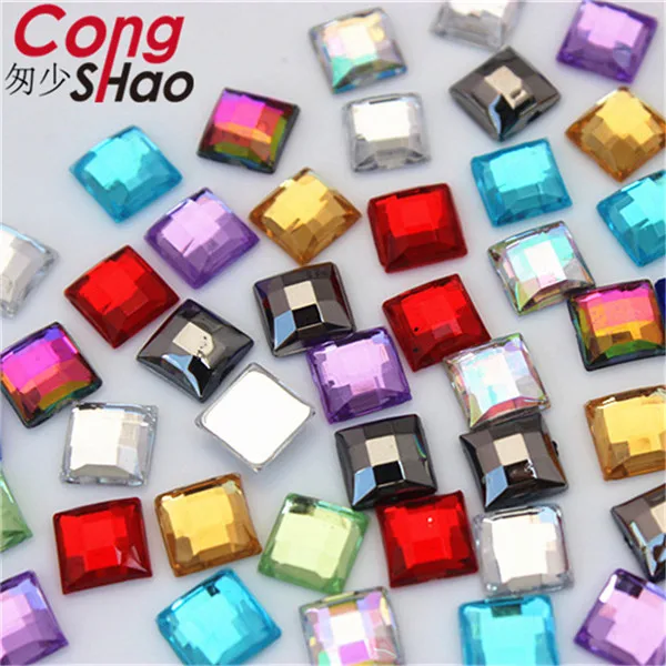 Mix color Cong shao 300 шт 8 мм квадратной формы цветные акриловые искусственные бриллианты аппликация камни и кристаллы драгоценные камни плоская полированная задняя поверхность для поделок YB714 - Цвет: Mix color