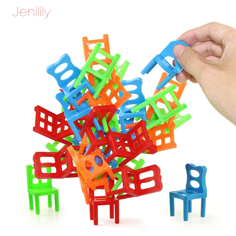 

18 Pcs/set Plastic Balance blocks Toy Stacking Chairs Parent Child Interactive Desk Playing Family Game Kids Eduactional Toys