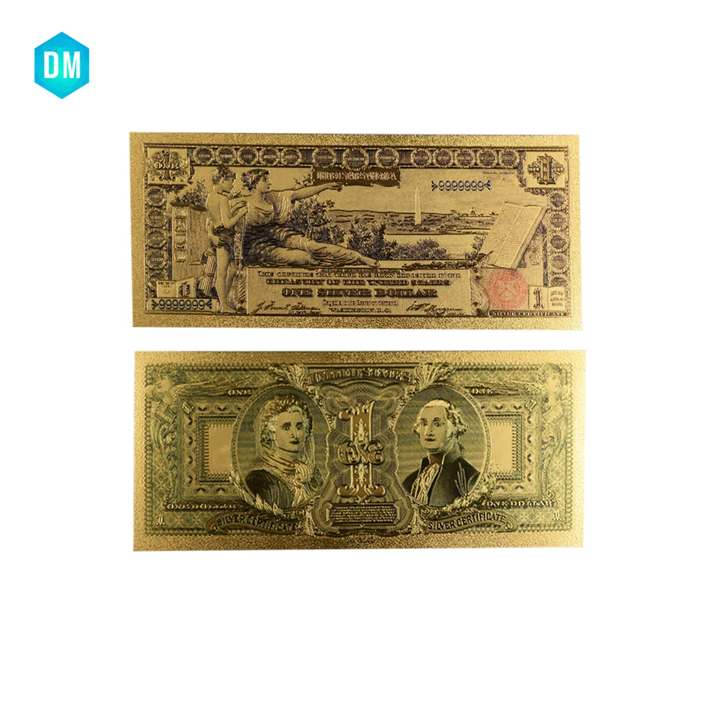 1896 год Красочные золотые банкноты 24k 999 9 Позолоченные деньги США декоративный