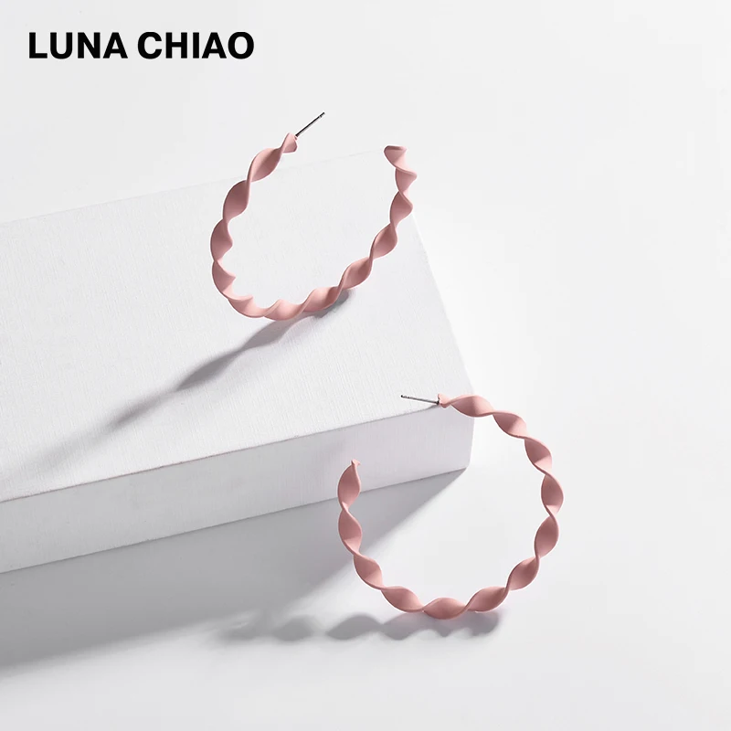 LUNA CHIAO модные ювелирные изделия витые круглые большие серьги-кольца матовые