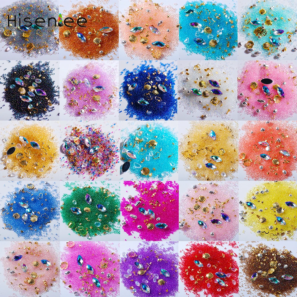 

26 Boxes High Quality New Fashion Caviar Rivet Combination 3D Mini Colorful glass DIY Charm Nail Art Rhinestone Decoration Tools