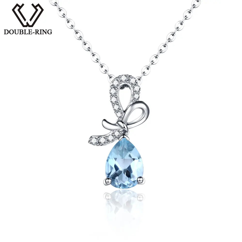 

DOUBLE-R Genuine Natural Blue Topaz Pendants Jewelry 925 Sterling Silver jewelry Necklaces & Pendants Fine Jewelry for Women