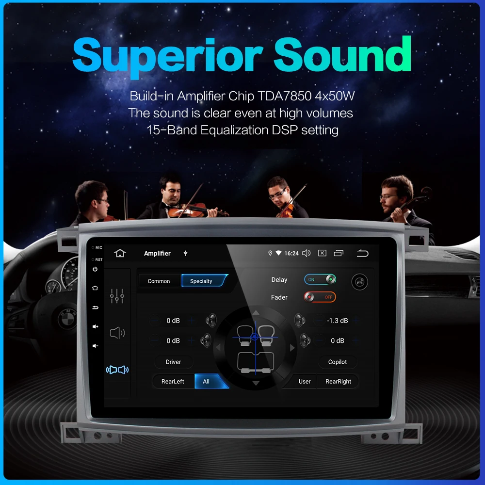 Fongent Радио 1 Din Android 9,0 стерео для Toyota LC 100 Land Cruiser 100 2003 gps навигация Bluetooth 64 Гб rom