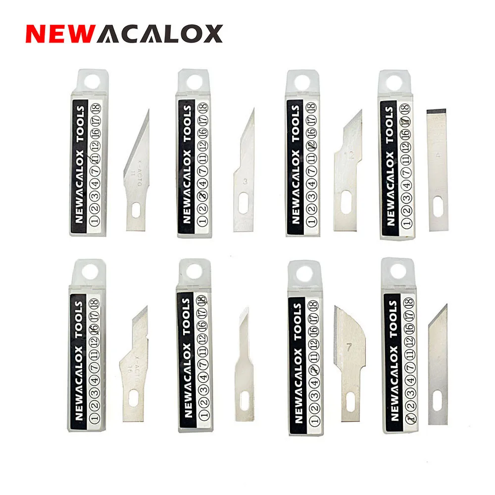 

NEWACALOX 80Pcs 8 Different Stainless Steel Blades Art Hobby Knife Wood Carving Tool Craft Sculpting Engraving PCB Repair Knives