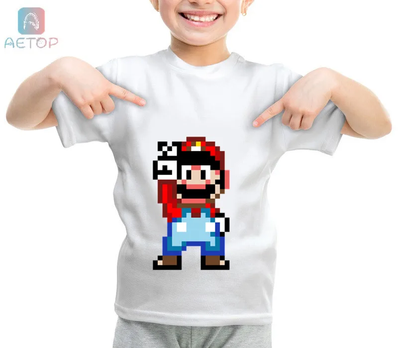 Новая забавная футболка Super Mario 020 Kingdom Детская летняя Милая одежда топы для