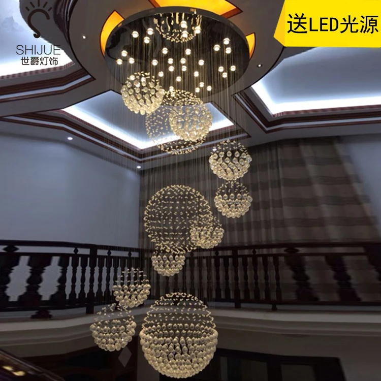 Villa Hall Chandelier Duplex Building Large Ball Crystal LED Stair Hotel Lobby Project LAMPS | Лампы и освещение