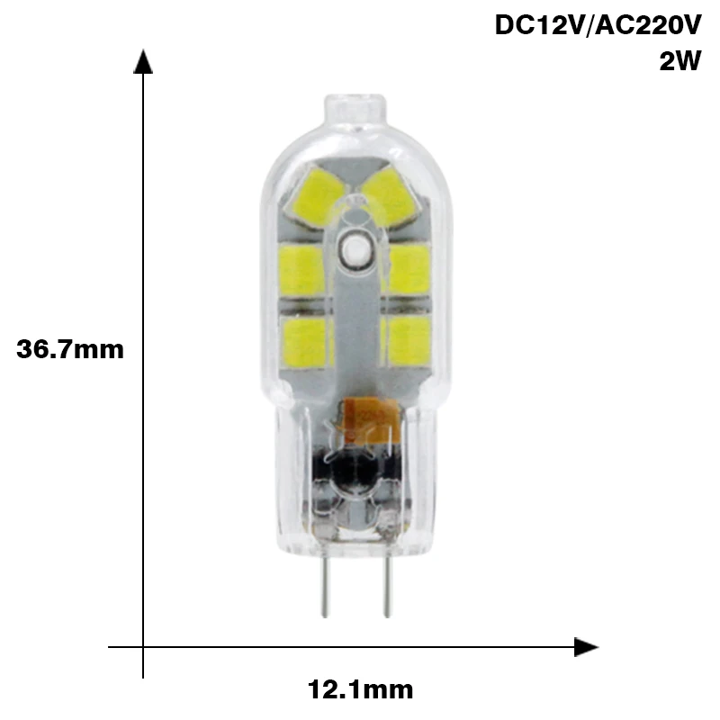 10 шт./лот лампада светодиодный мини G4 DC 12 В AC 220 В SMD2835 Bombillas светодиодный светильник Прозрачный/молочный чехол яркая люстра G4 огни - Испускаемый цвет: Transparent Cover