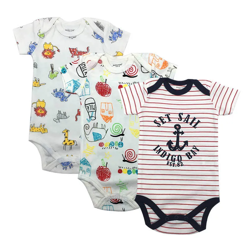 3 PCS/lot newborn baby bodysuits short sleevele clothes O-neck 0-24M Jumpsuit 100%Cotton clothing Infant sets |