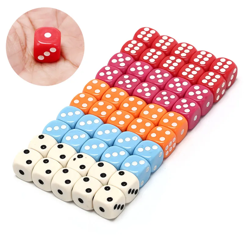 

10Pcs Colorful Six Sided Spot Fun Board Game Dice Games Party Gambling Game Dices 14mm