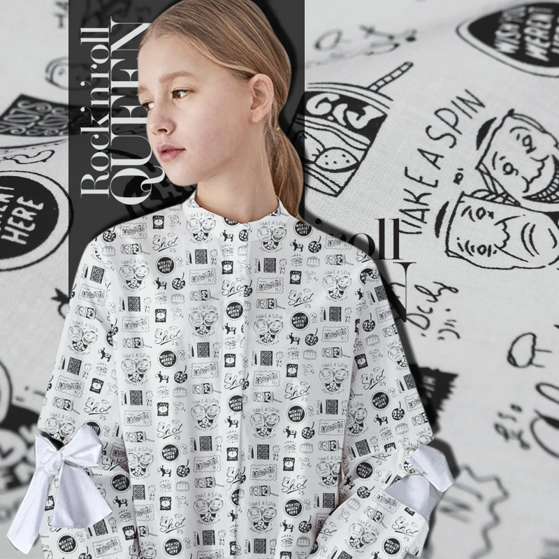 Ткань из чистого хлопка ручная роспись принт с животными свежий мультяшный стиль