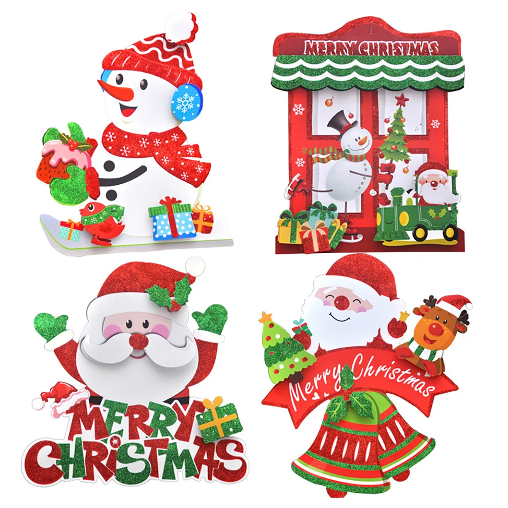 Рождественские украшения висит Xmas кулон в виде домика для елки окно дверь стена
