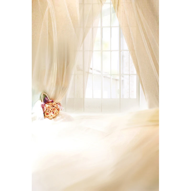 Виниловый тканевый фон с белыми и розовыми занавесками для фотосъемки детей в