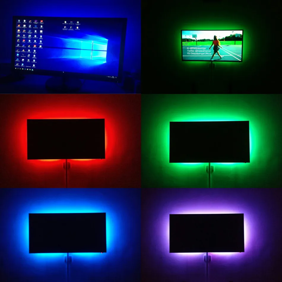 RGB Светодиодная лента Водонепроницаемая 5050 DC 5V USB Гибкая неоновая подсветка с