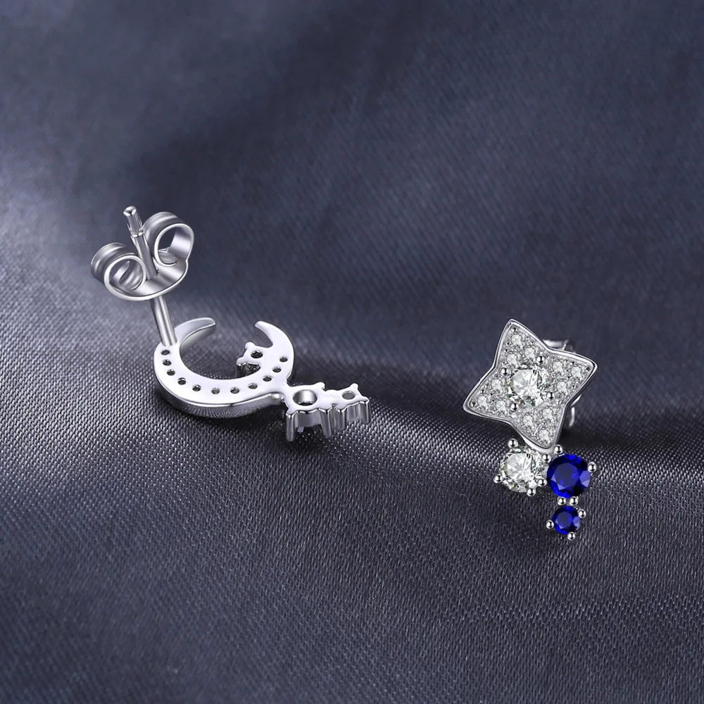 Jewelrypalace луна и звезды 0.8ct создания Сапфир Серьги гвоздики 100% натуральная серебро