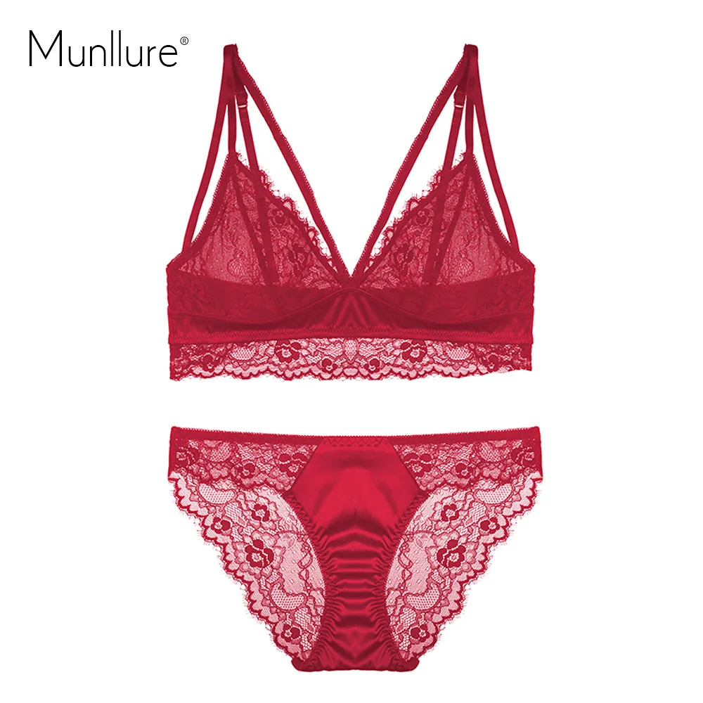 Комплект женского нижнего белья Munllure однотонный ультратонкий кружевной