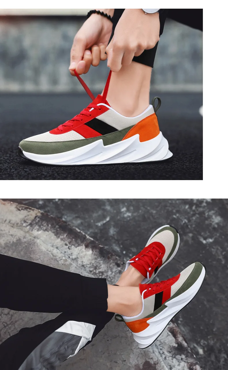 New Shark Off Fashion White Sneakers Men Spring Summer Chunky Sneakers Hip Hop Light Casual Suede Shoes Tenis Sapato Masculino