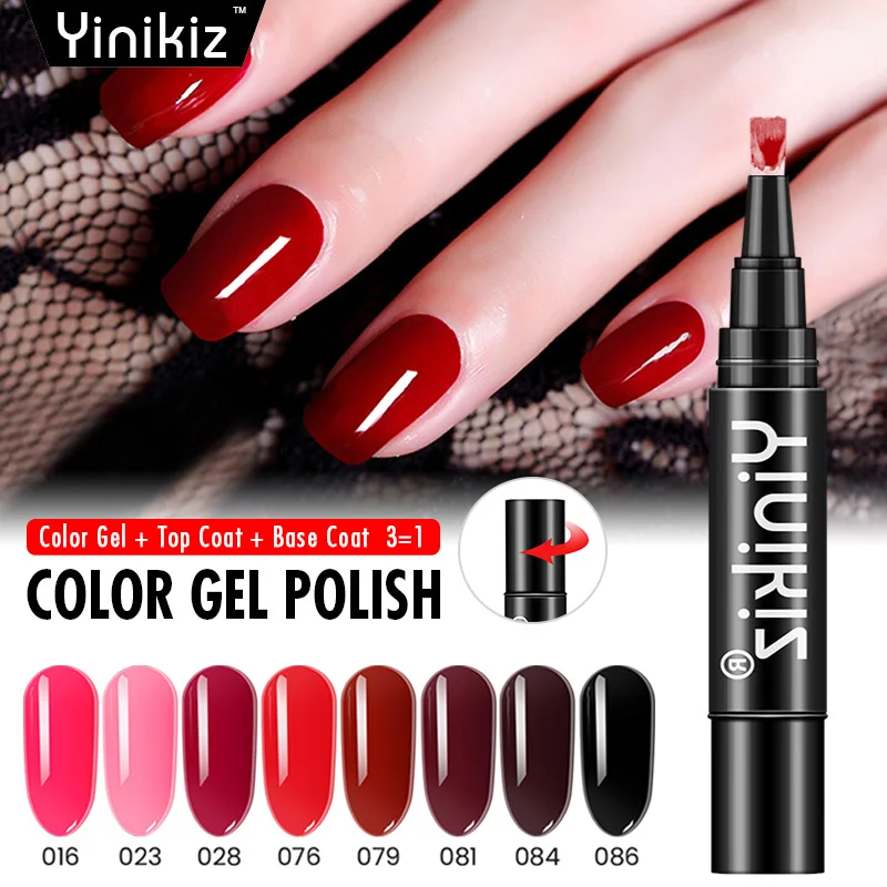 Yinikiz красная роза Nail Art гелевая ручка 3 в 1 гель для ногтей одношаговый 8 цветов цвет