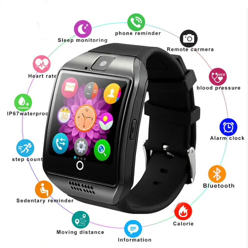 Bluetooth Смарт часы для мужчин с камерой Facebook Whatsapp Twitter Синхронизация SMS Smartwatch
