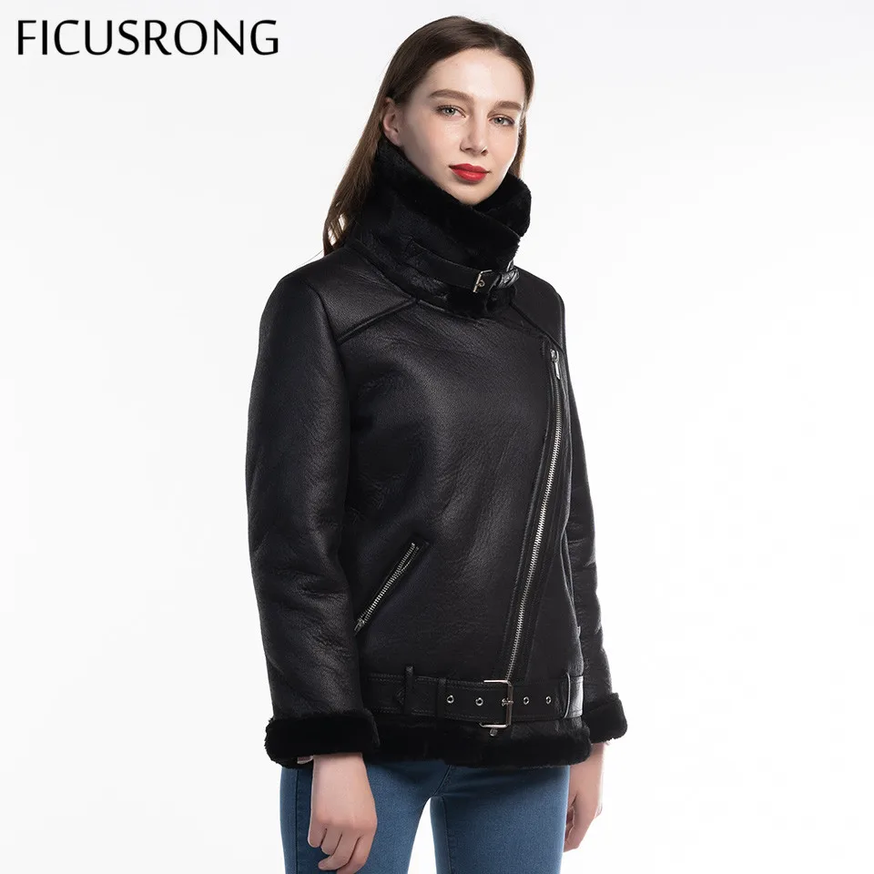 Зимняя куртка из искусственной овечьей кожи Женская шерсти меховая замшевая