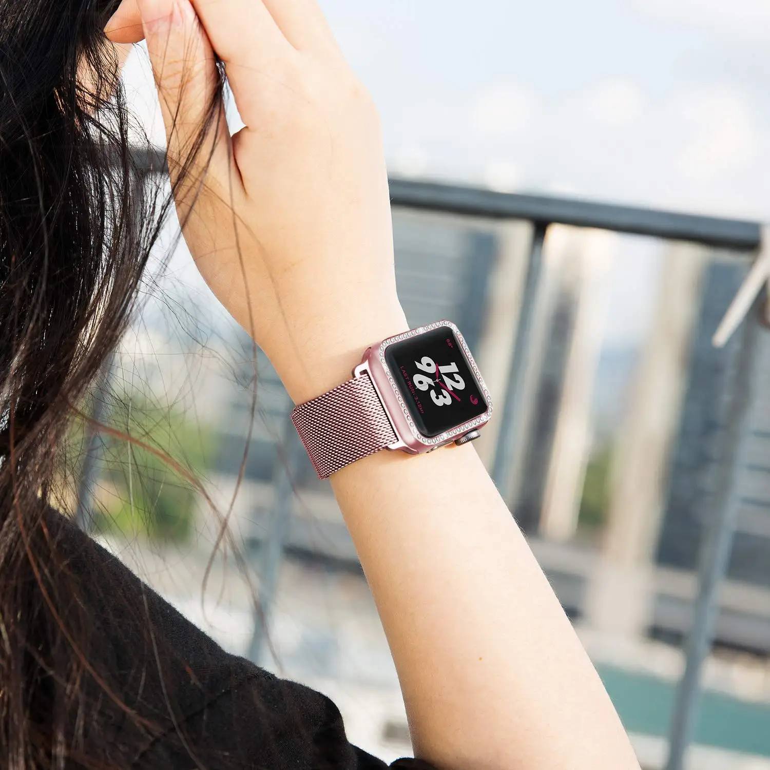 Миланская петля+ Алмазный чехол для Apple Watch 42 мм 38 мм браслет из нержавеющей стали ремешок для iWatch 40 мм 44 мм серия 5 4 1 2 3