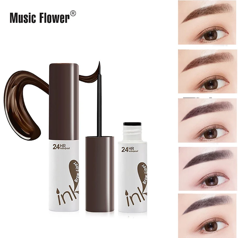 Music Flower жидкая подводка для бровей для макияжа; сделаны из Натурального Коричневого интенсификаторы для бровей татуировки 24HR Водонепроницаемый стойкий для бровей краска для косметики
