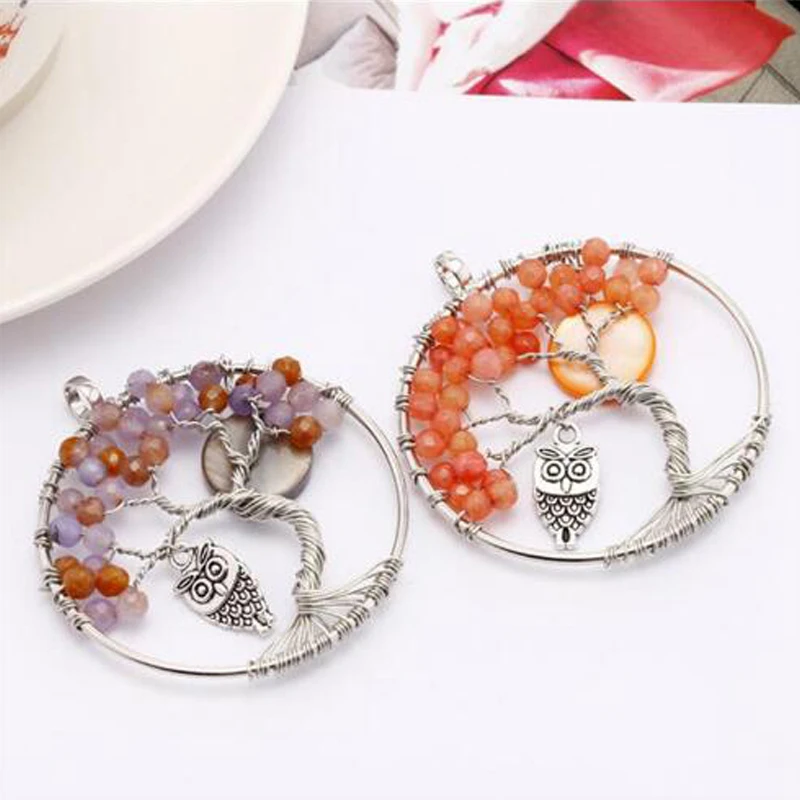 Чакры Кварцевый и из натурального камня Древо жизни маятниковая подвеска с