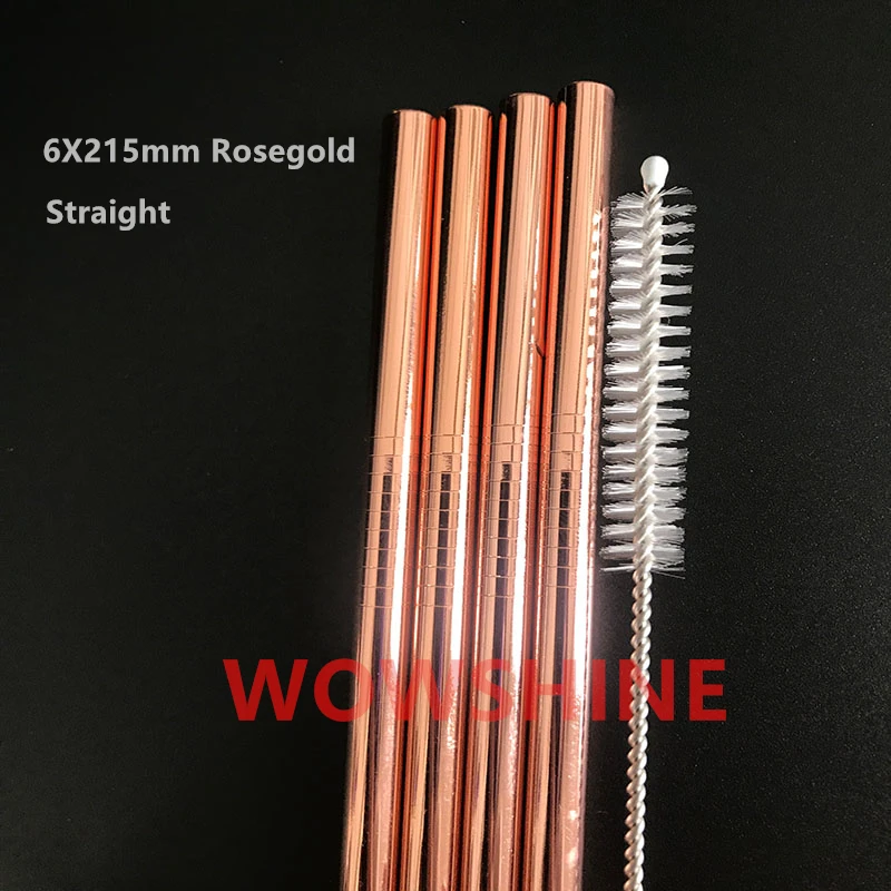 WOWSHINE, новинка, 4 соломы+ 1 щетка, многоразовая, нержавеющая сталь, 304 цветов, для продвижения