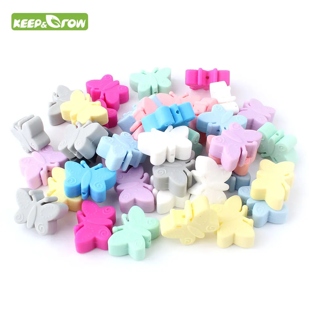 

10Pcs Butterfly Silicone Beads Food Grade Teether Baby Teething Beads BPA Free Baby Teething Teether Necklace Toys Accessory