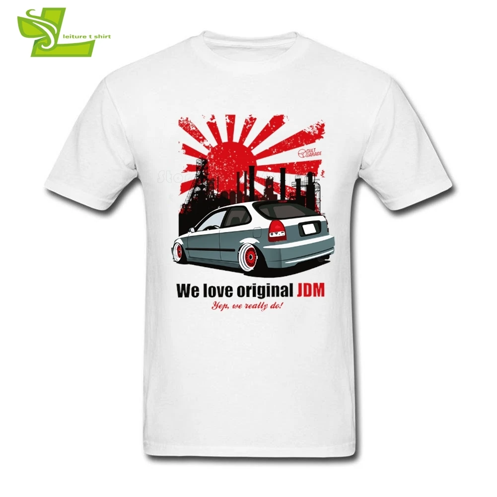 Футболка JDM мужская с коротким рукавом и круглым вырезом модный топ свободного