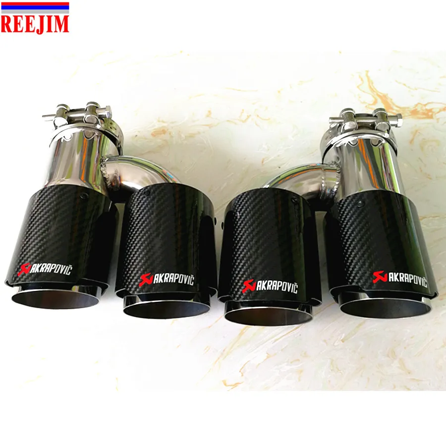 Двойной нержавеющая akrapovic выхлопная насадка из углеродного волокна Выхлопной