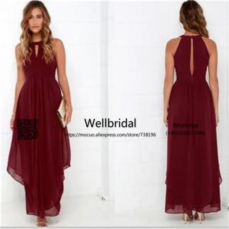 Бургундия 2017 Простые платья для подружек невесты длинное платье длиной до пола