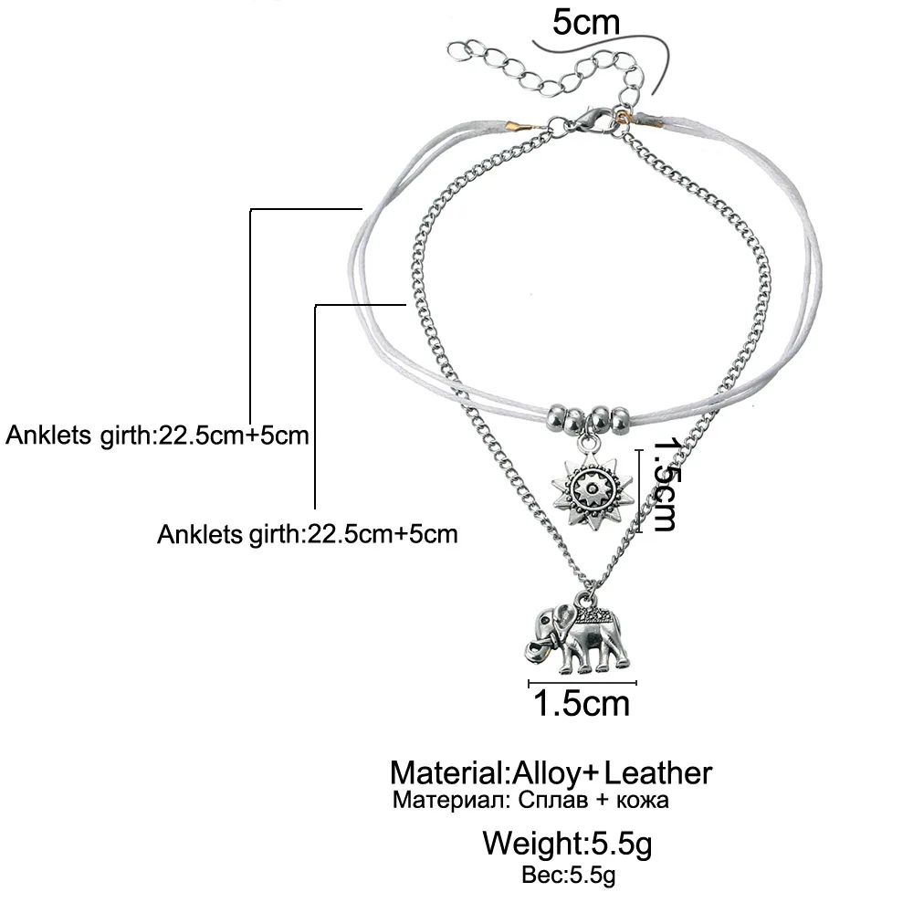 Винтажный женский браслет M MISM многослойный Плетеный с цепочкой на щиколотке