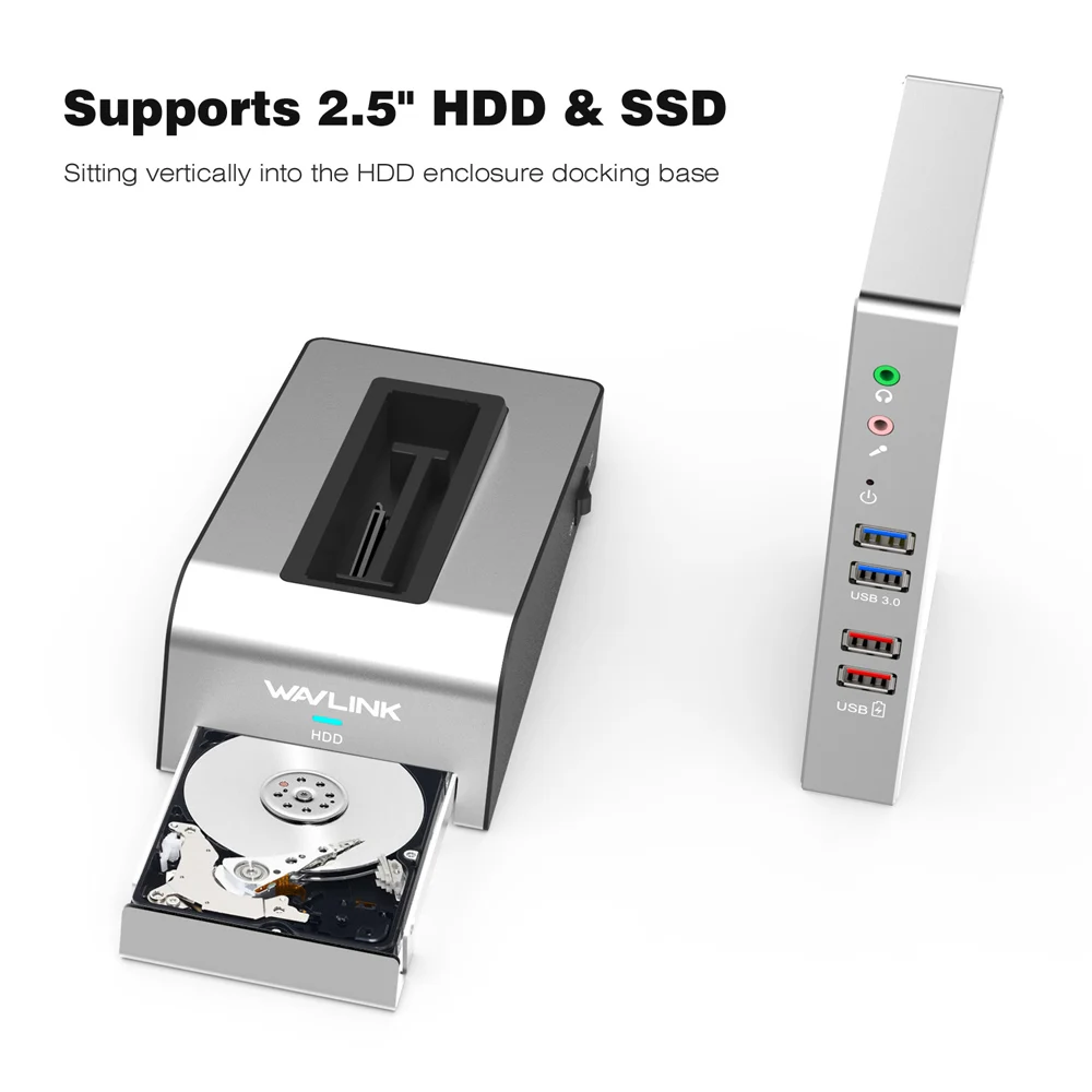 Wavlink usb 3,0 Универсальная док-станция двойной видео HDD и SSD корпус база Поддержка dvi/hdmi/vga для внешнего графика ethernet