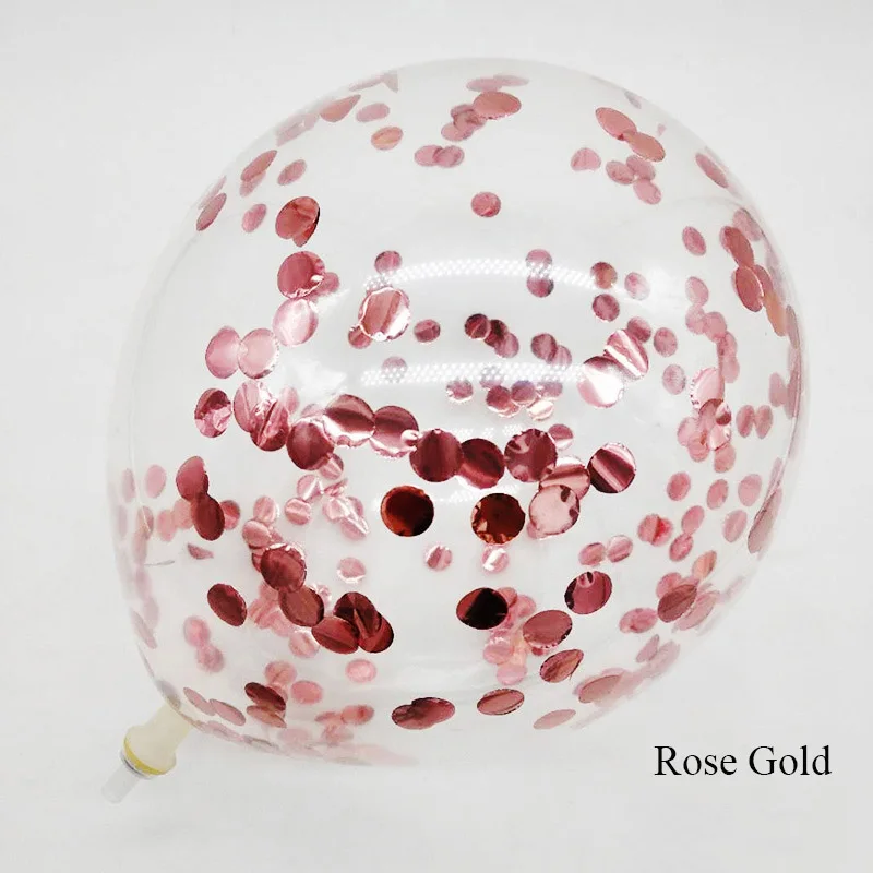 Rose Gold 5 шт./лот золотые латексные шары 12 дюймов прозрачные воздушные шары с конфетти цвета розовое золото для свадьбы День рождения декоративные принадлежности - Цвет: Rose Gold
