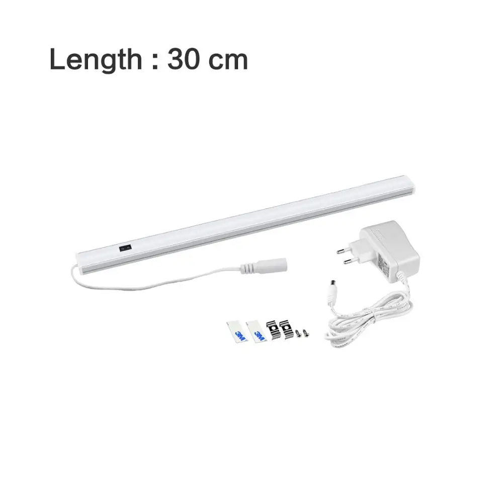 1x30CM with Power 12 В датчик светодиодный светильник для шкафа ручной развертки датчик движения кухонный светильник ing ручной волны светодиодный барный светильник шкаф для спальни светильник - Цвет: 1x30CM with Power