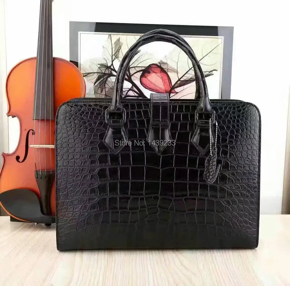Мужской портфель из 100% натуральной кожи крокодила сумка для ноутбука мужская