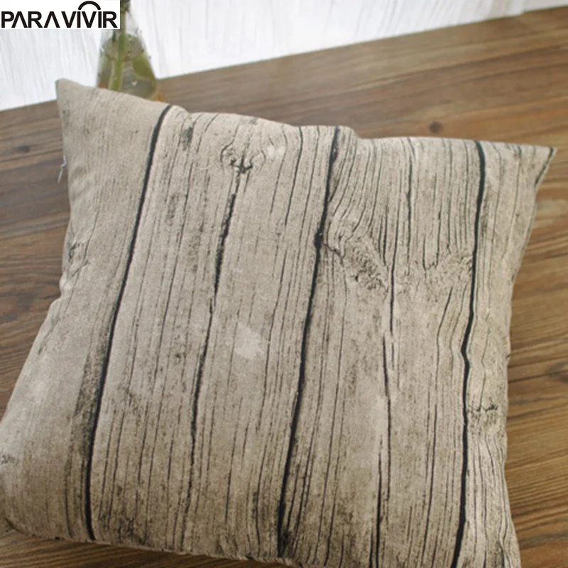 Pillow Case Creative Wooden Grain Cushion Cover Decorative Conjines Fundas Cotton Linen Square 18*18 inches Throw Pillows | Дом и сад