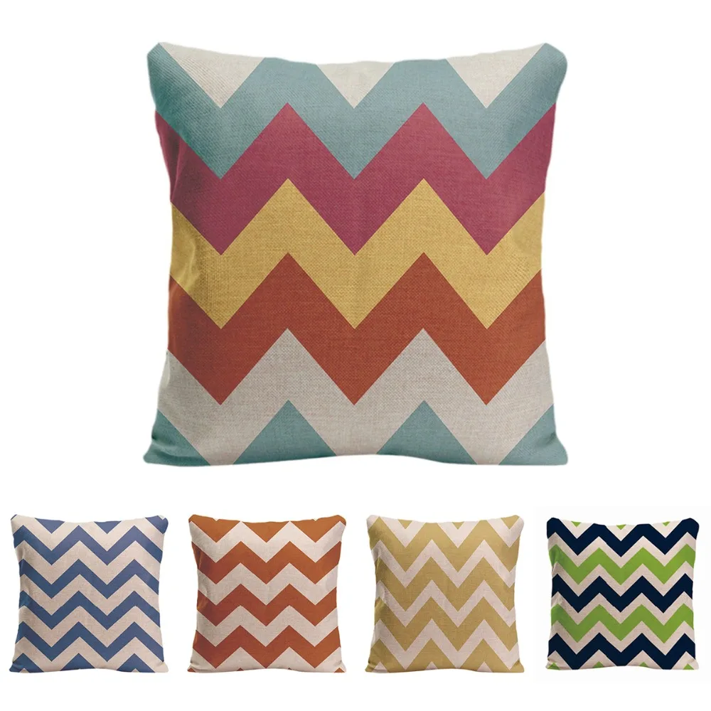 Подушка в полоску синего и зеленого цвета декоративная подушка для дивана