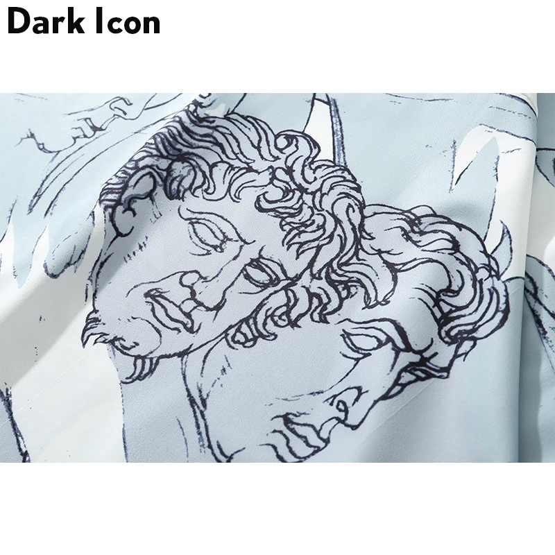Мужская Уличная рубашка с принтом Dark Icon свободная длинным рукавом уличная одежда