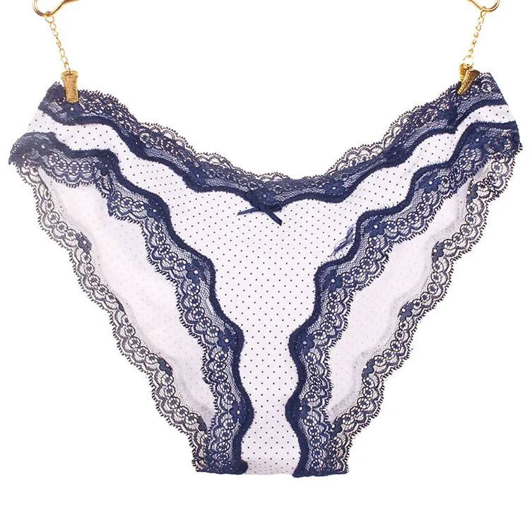 Женские сексуальные кружевные трусики большого размера, S-XL, 5 цветов, прозрачные мягкие трусики с цветочным принтом и бантиком, нижнее белье - Цвет: WP52 white