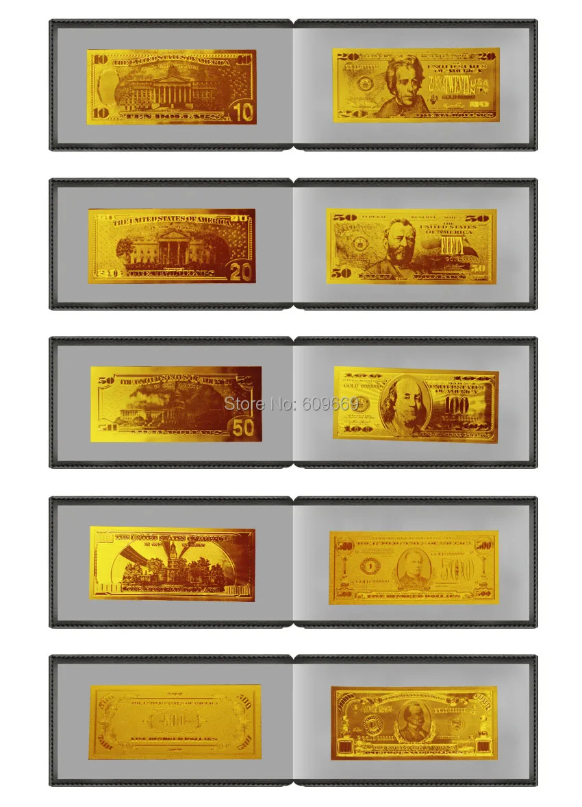 Альбом с золотыми банкнотами США 14 моделей полный комплект долларами 1 2 5 10 20 50 100