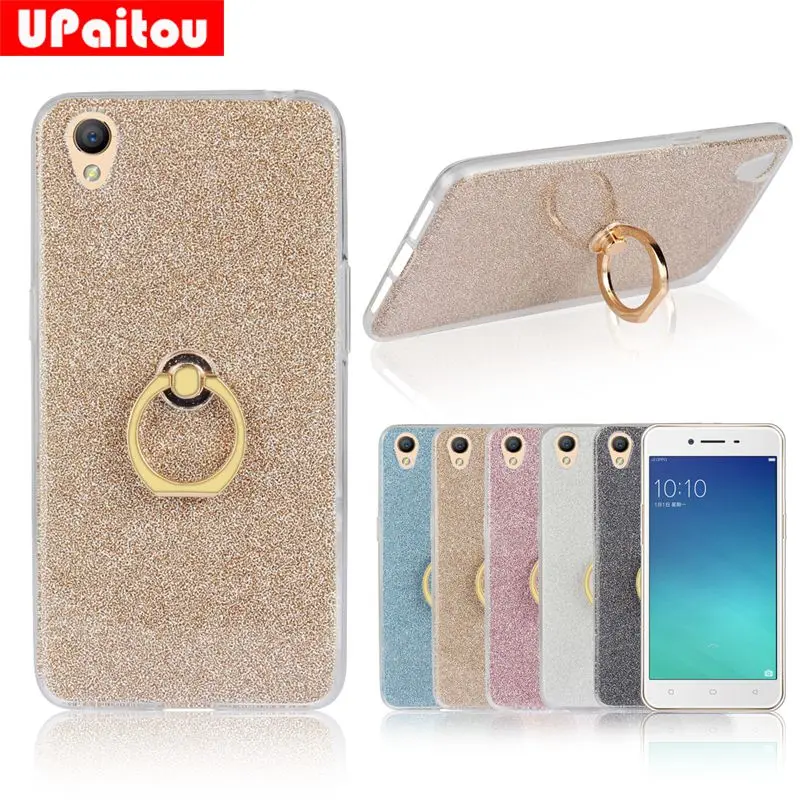 Upaitou с сияющими блестками чехол для OPPO A37 палец кольцо держатель Мягкие TPU