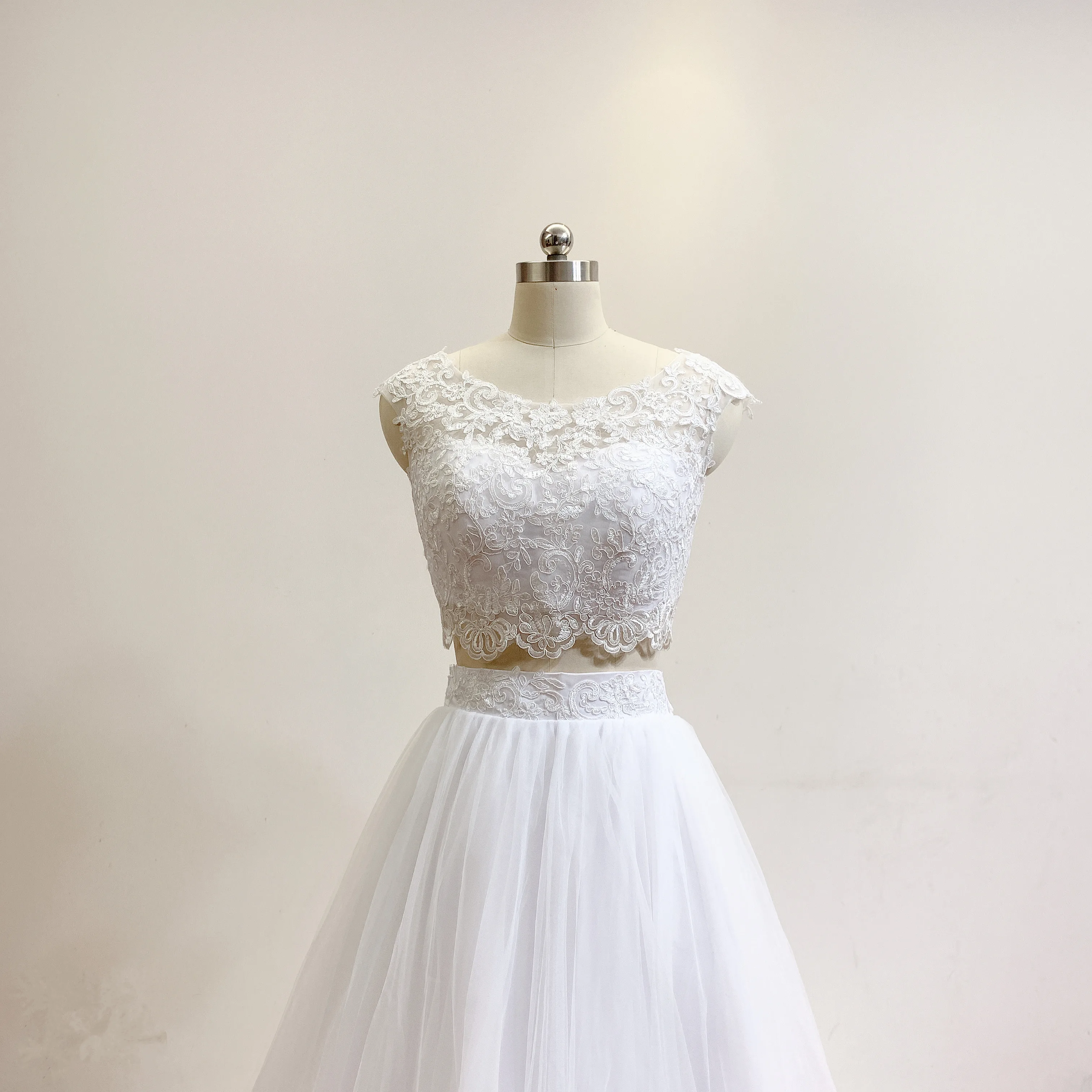 2019 новые летние пляжные свадебные платья из двух частей кружевные Короткие