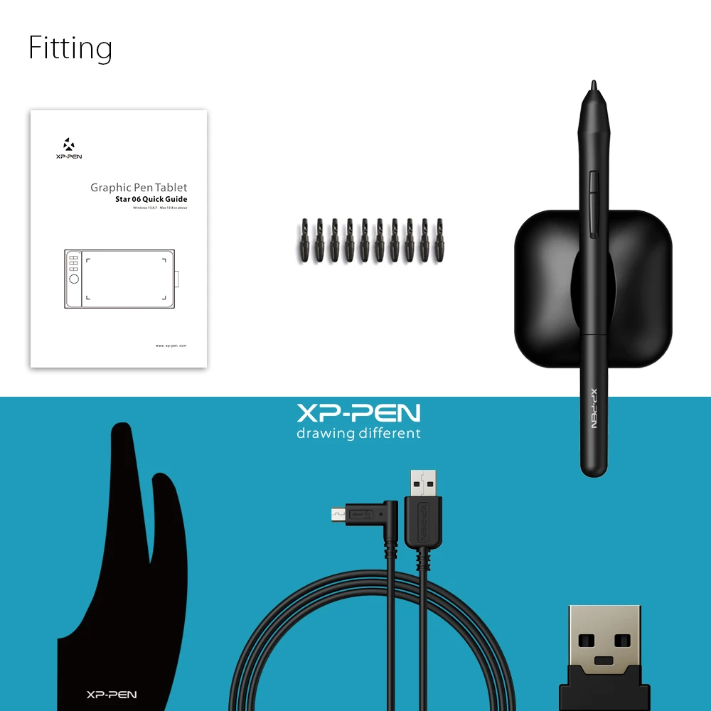 XP-Pen Star06 беспроводной 2,4G графический планшет для рисования/доска для рисования с 8192 уровнями без батареи стилус