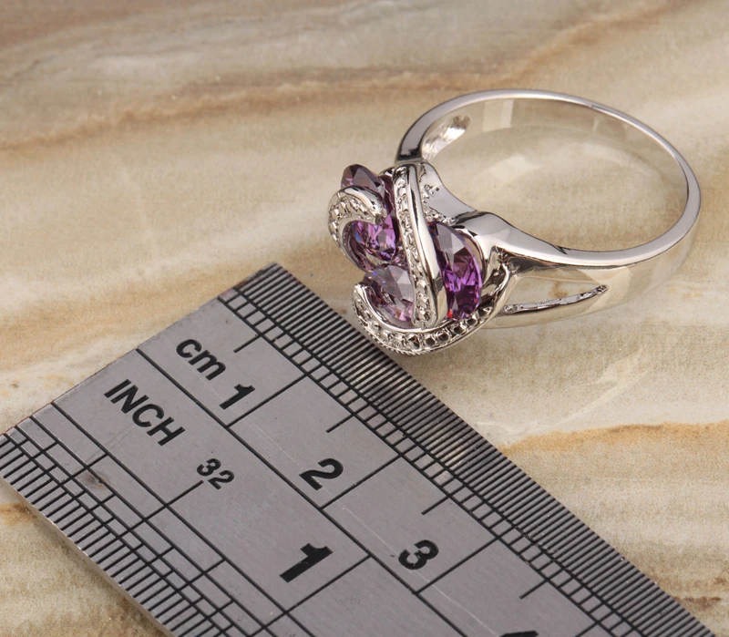 Приятным Фиолетовый кубического циркония камни 925 стерлингового серебра Мода