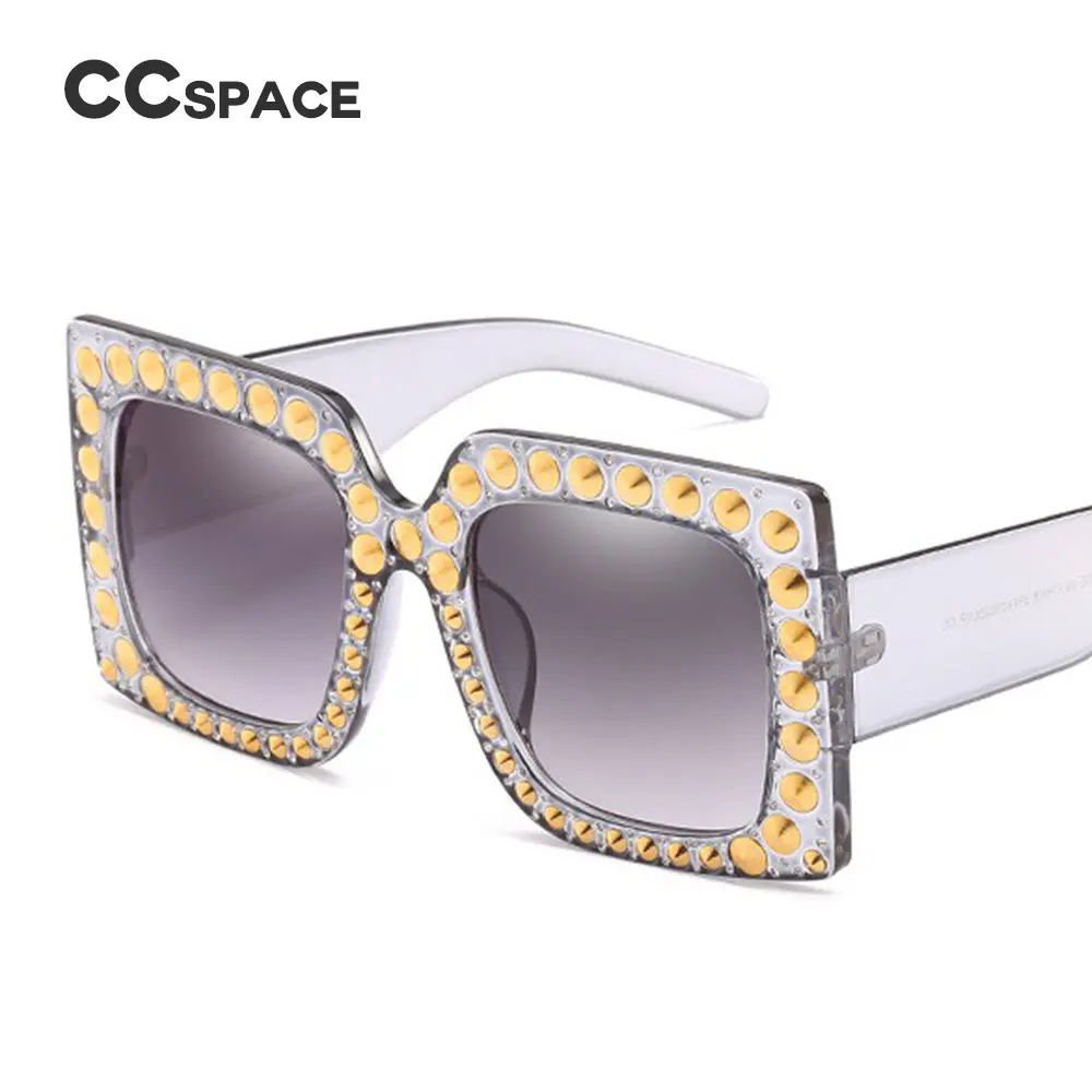 CCSPACE 57g Квадратные Солнцезащитные очки с заклепками женские Брендовые ретро