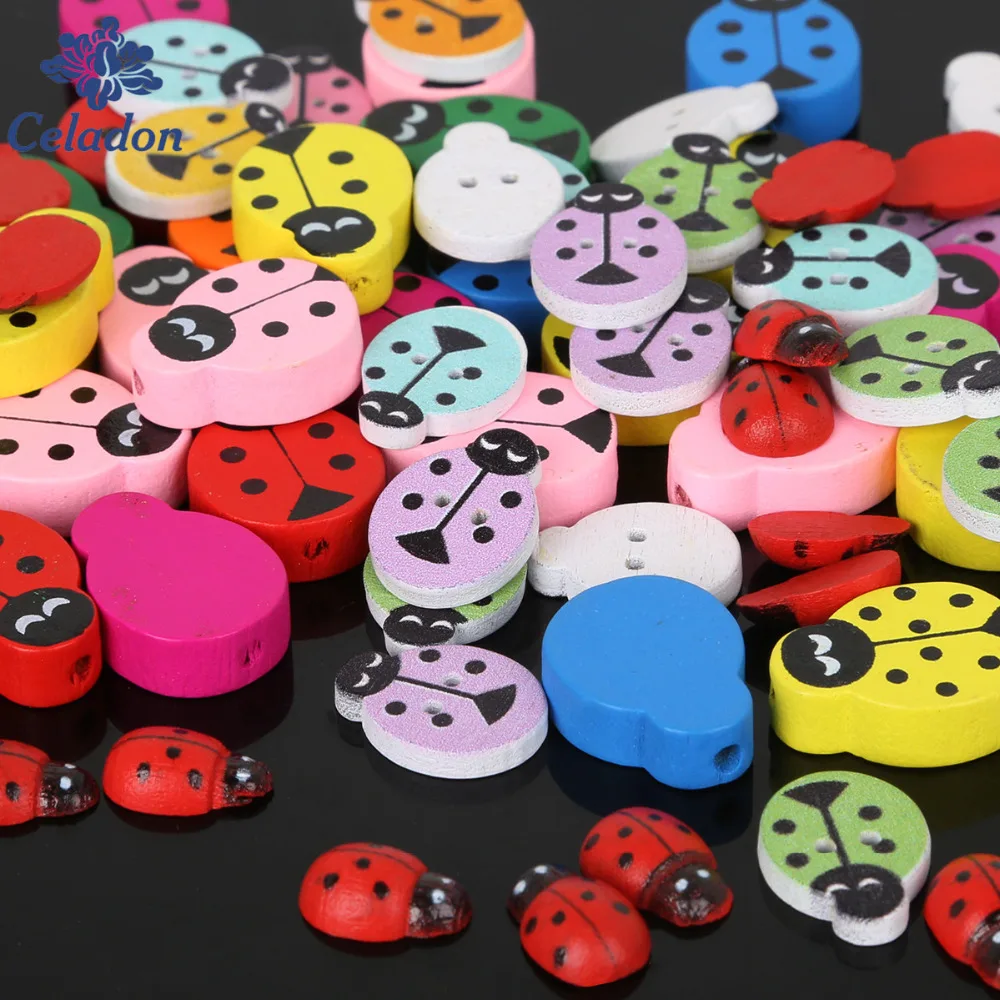 Разноцветные красные/разные цвета в случайном порядке деревянные швейные кнопки