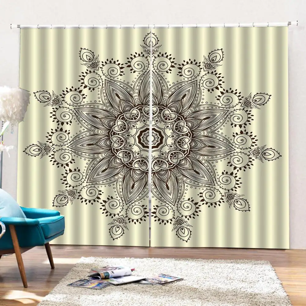 Customized size Luxury Blackout beige yellow curtains for bedroom living room curtain | Дом и сад
