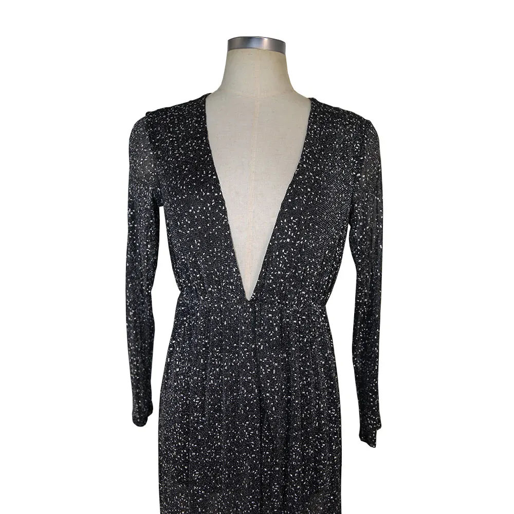 Женское ретро платье с глубоким V-образным вырезом и длинными рукавами а2051 |