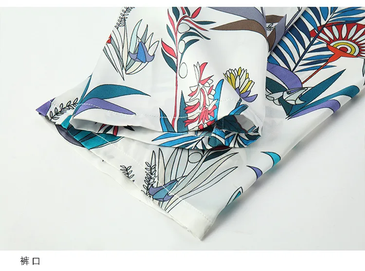 Silk pajamas ladies 100 silkworms silk new products printed fashionable spring and summer shirt-style home wear
